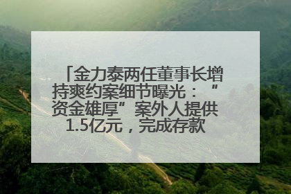 金力泰两任董事长增持爽约案细节曝光：“资金雄厚”案外人提供1.5亿元，完成存款证明后当日转回